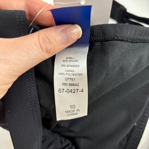 Swimsuits for All Bikini Top Womens 10 Beach Babe Triangle Black Halter Tie Neck - Picture 6 of 6